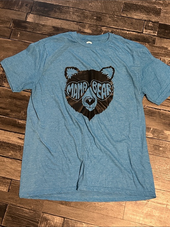 Tops - Mama Bear Graphic Tee - Blue with Black Print